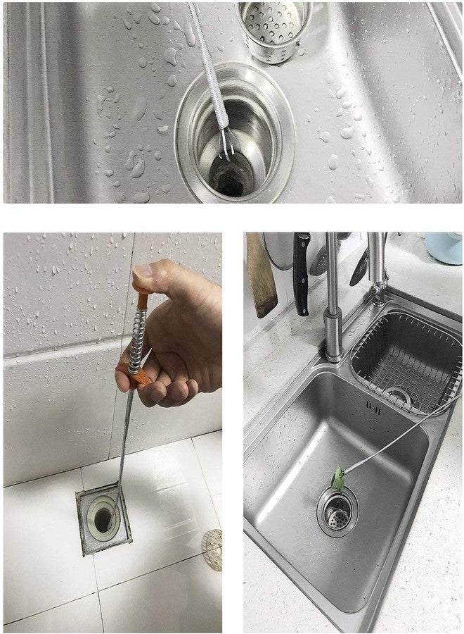 Rexez (160 cm) Drain Pipe Cleaning Spring Stick, Hair Catching Drain Pipe Cleaning Claw Wire, Sink Cleaning Stick Sewer Sink Tub Dredge Remover, Spring Drain Pipe Basin Cleaner Tool (160 cm) - Image 3